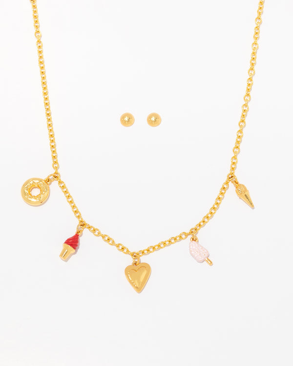 Collar Multicharms Candy + Aretes