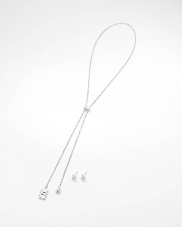 Collar Corbatín Cristal + Aretes