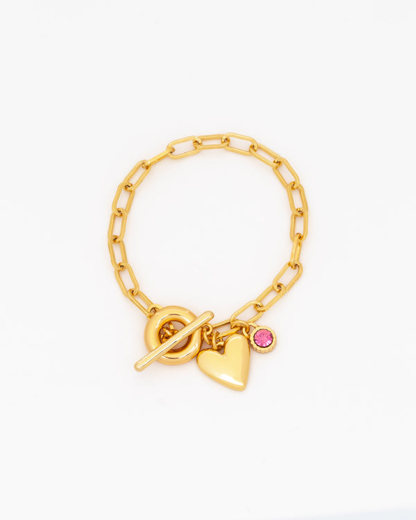 Pulsera Broche Corazón Cristal + Aretes