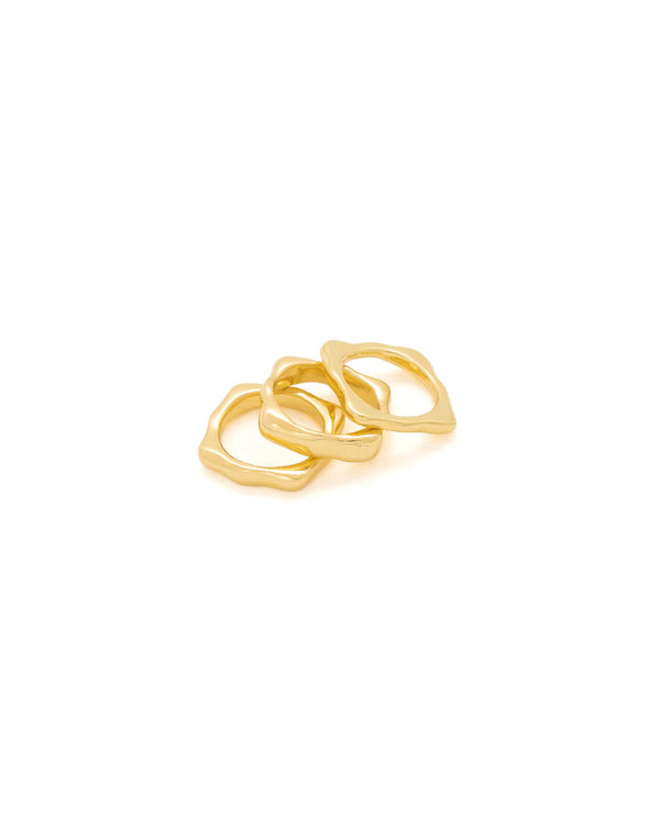 Set x3 Anillos Ondas Gold by Issa Vásquez