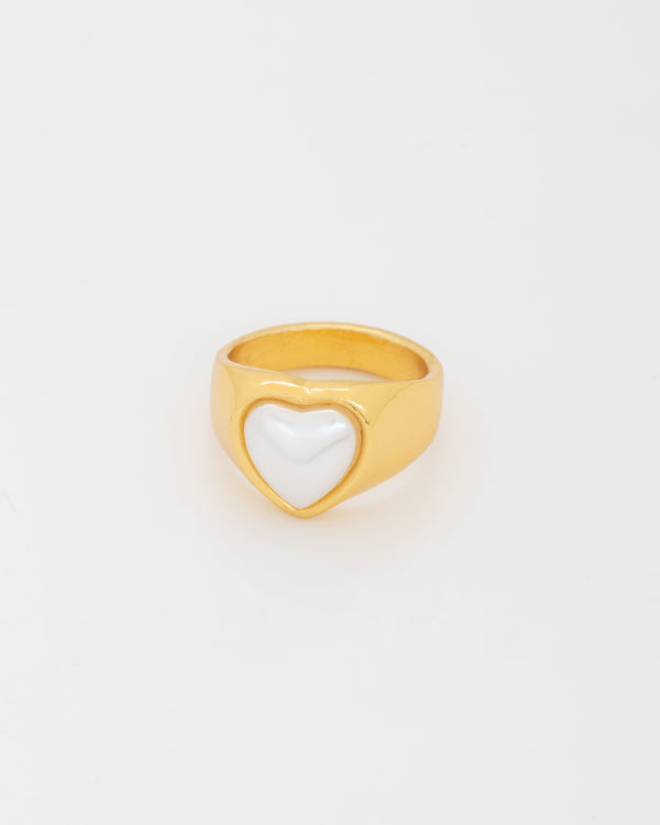 Anillo Corazón Perla Talla 7