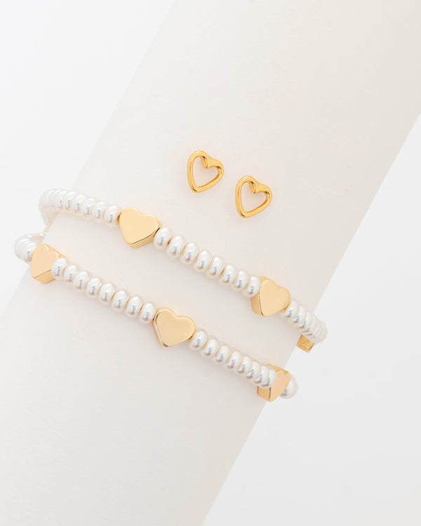 Pulsera 2 en 1 Corazones + Aretes