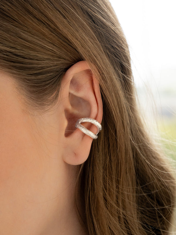 Earcuff Lineas Doble Silver
