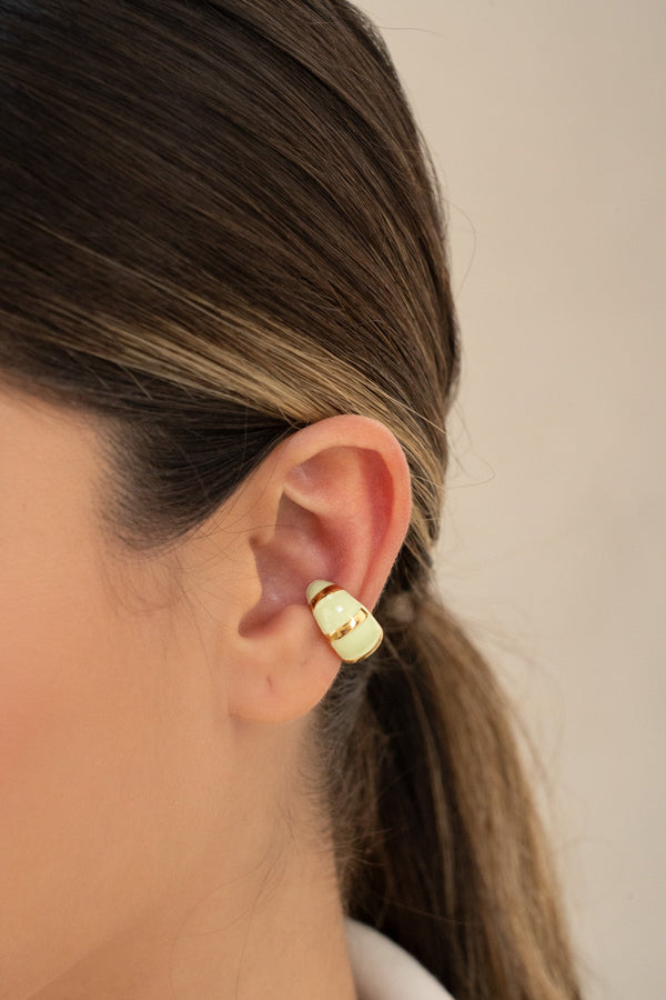 Earcuff Rayas Gold Verde