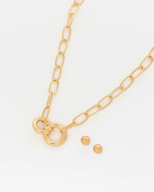 Collar Eslabón Lazo Maxi + Aretes