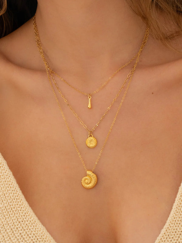 Set Collar Caracol Gold + Aretes