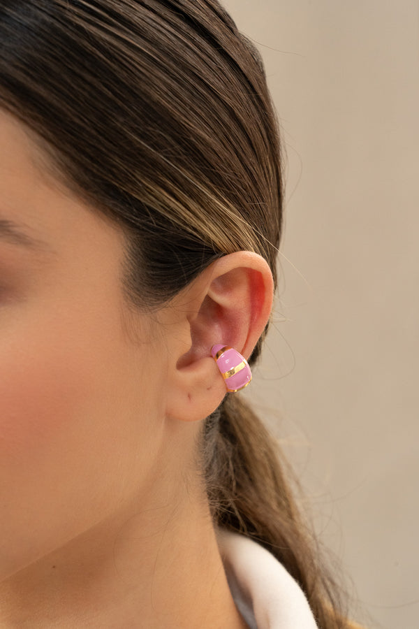 Earcuff Rayas Gold Fucsia