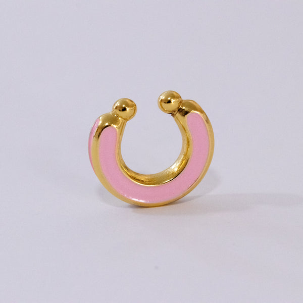 Earcuff Gold Pintado Fucsia