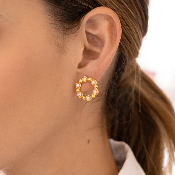 Aretes Circulos Con Perlas