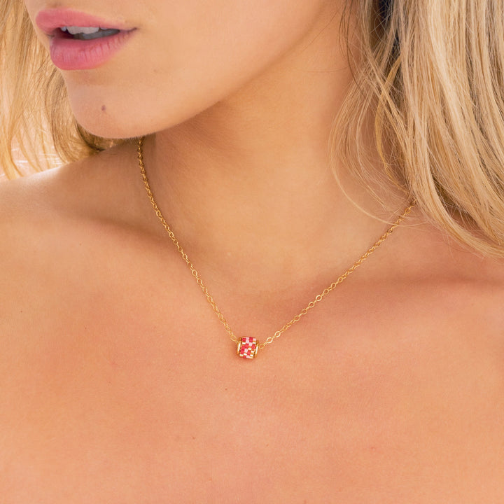 Cadena Con Rollo Tejido En Miyuki + Aretes