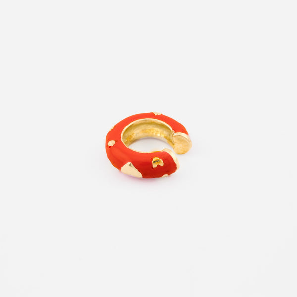 Earcuff Corazones Gold Rojo
