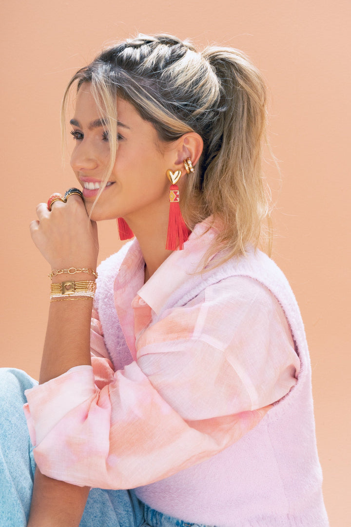 Aretes Tejidos Con Borlas