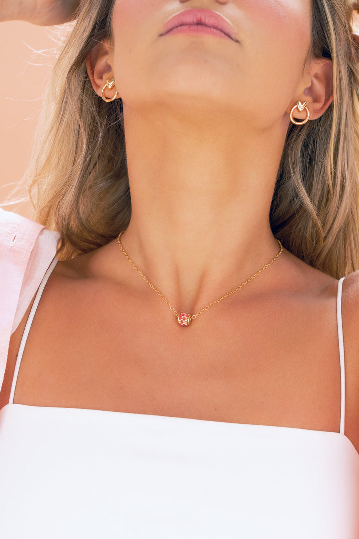 Cadena Con Rollo Tejido En Miyuki + Aretes