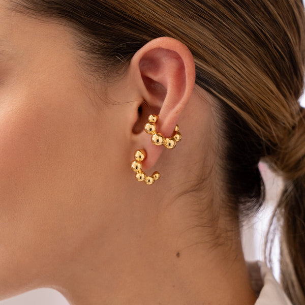 Set De 1 Par de Candongas Y 1 Earcuff Gold