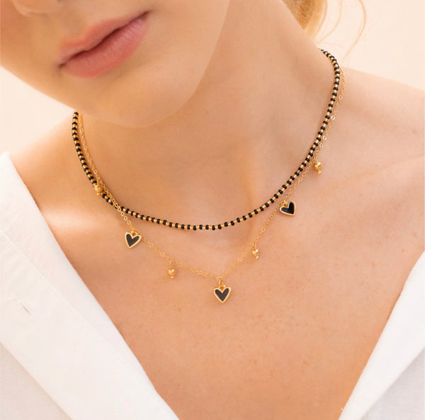 CHOKER *2 HEARTS BLACK