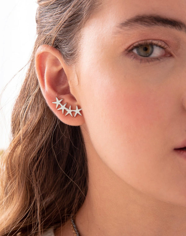 ARETES MULTI ESTRELLAS PLATA