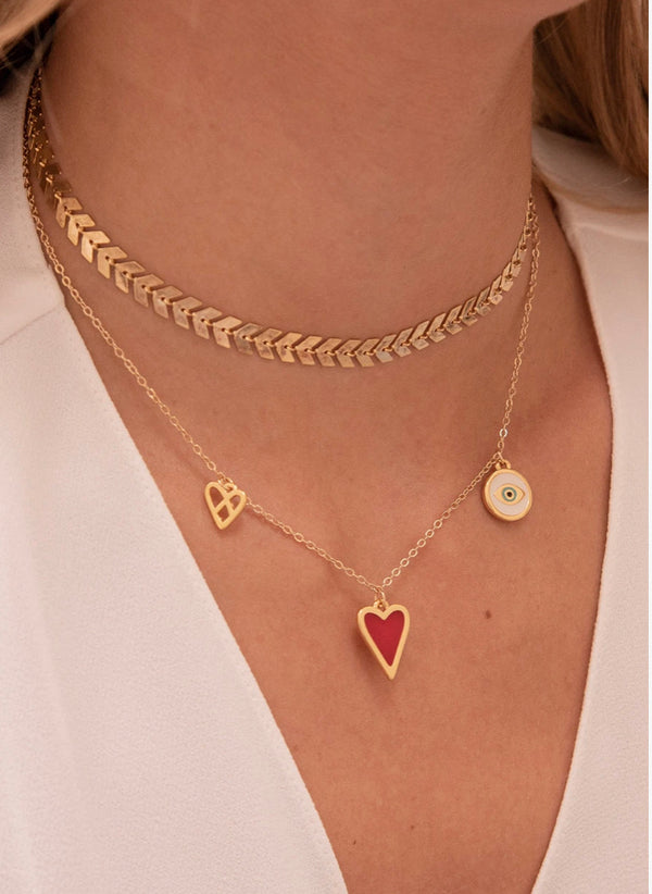 Choker + Cadena Corazón Rojo